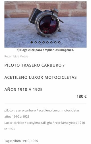 Piloto antiguo trasero moto bicicleta Luxor 