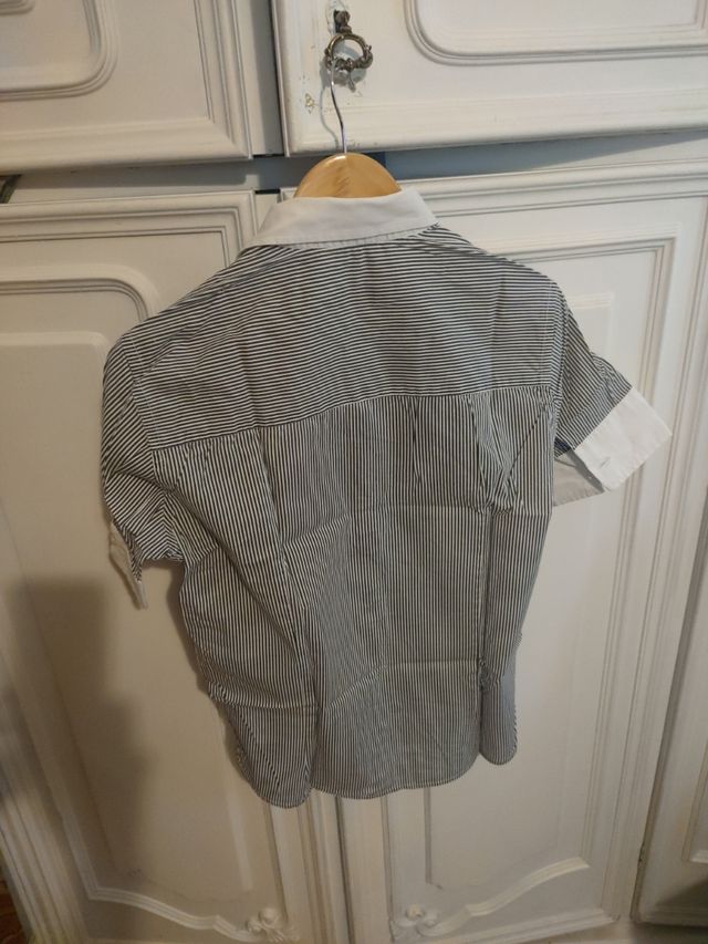 camicia righe mezze maniche colletto bianco 