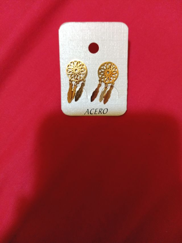 pendientes dorados acero atrapasueños