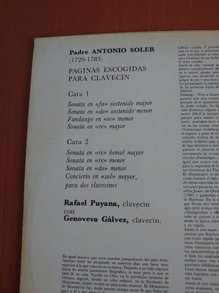 2 discos: SOLER (clavecín), BARTOK-WEBER