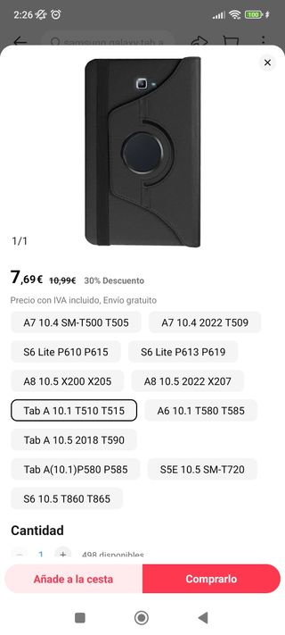 Tablet Samsung Tab A 10.1 T510 T515