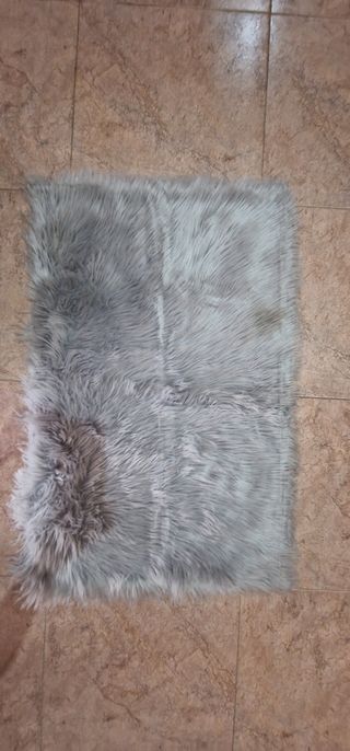 Alfombra gris de Vellón de falsa piel de carnero