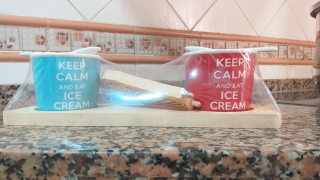 Set 2 vasos helado más soporte pino