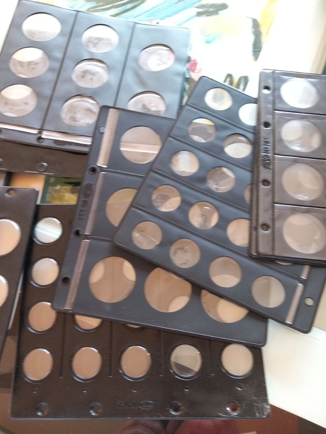 álbum de moneda y hojas