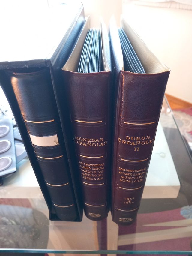 álbum de moneda y hojas