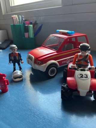 Coche jefe bomberos playmobil + quad
