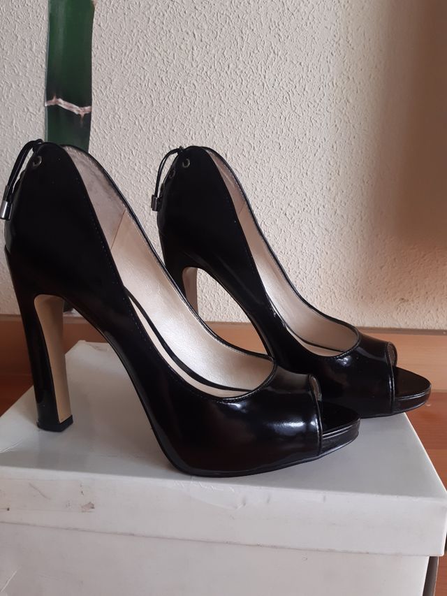 Zapatos mujer tacon peep toe negro Nine West t.38