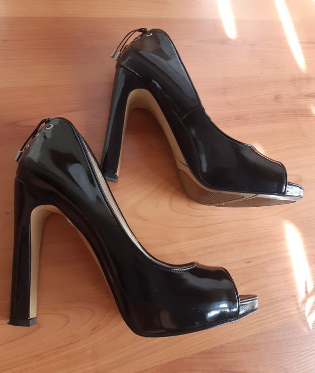 Zapatos mujer tacon peep toe negro Nine West t.38