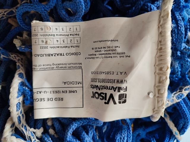 Red de seguridad de poliamida con cuerda perimetra