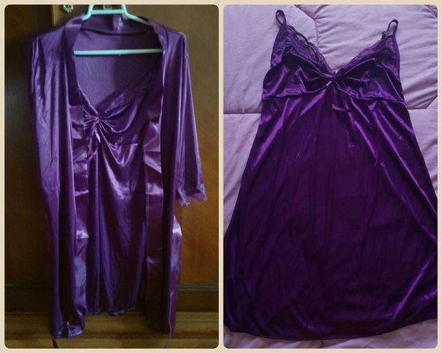 Conjunto lencero color púrpura. Talla M