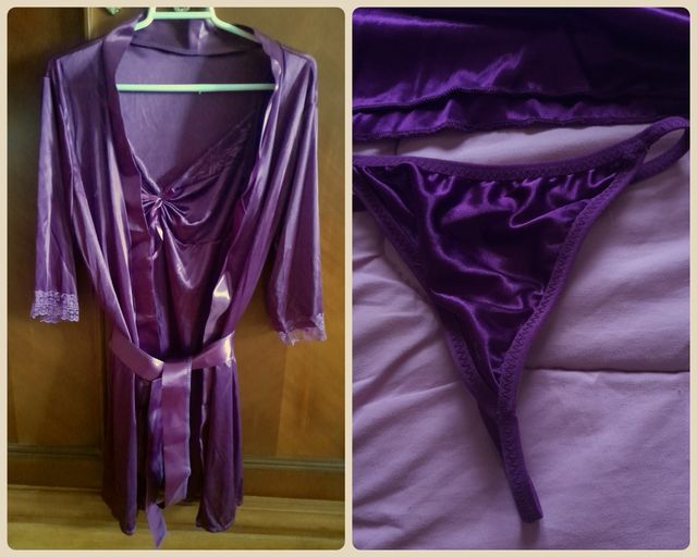 Conjunto lencero color púrpura. Talla M