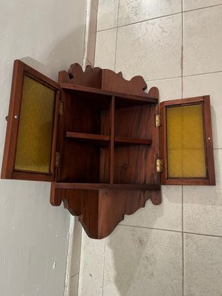 Estanteria rustica colgar esquina caoba