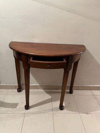 Consola rustica media luna caoba