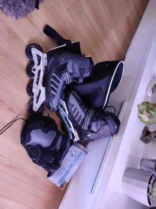 Patines en linea ,bolsa de transporte y protectore