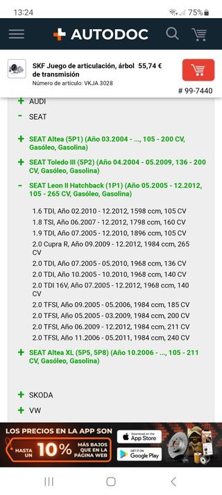 articulación árbol de transmisión.cabeza de palier