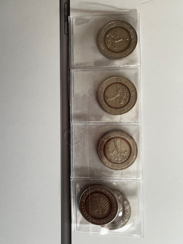 las 5 cecas de monedas  5€ Alemania original SC