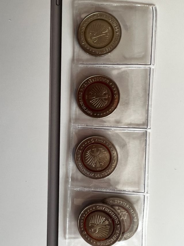 las 5 cecas de monedas  5€ Alemania original SC