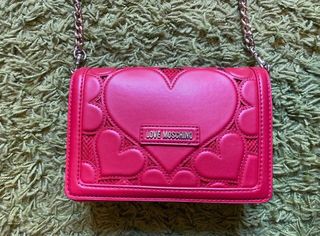 Bolso Moschino, cadena piel rojo
