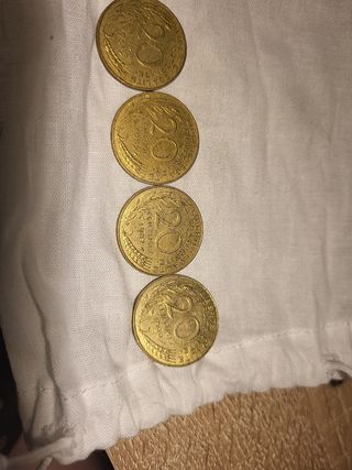 lote 6 monedas,  20 céntimos Francia varios años