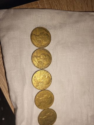 lote 6 monedas,  20 céntimos Francia varios años