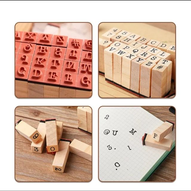 sellos alfanuméricos de madera.