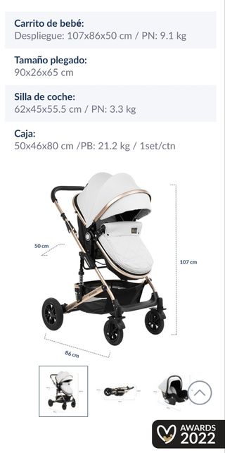 Carrito Kikkaboo 3 en 1