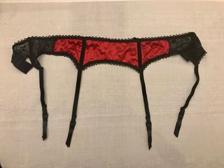 Juego lencería encaje satinado liga culotte retro