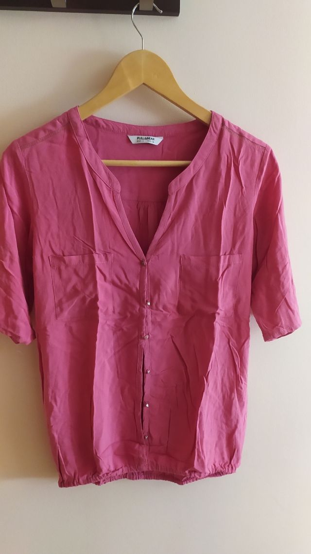 camisa manga corta fucsia