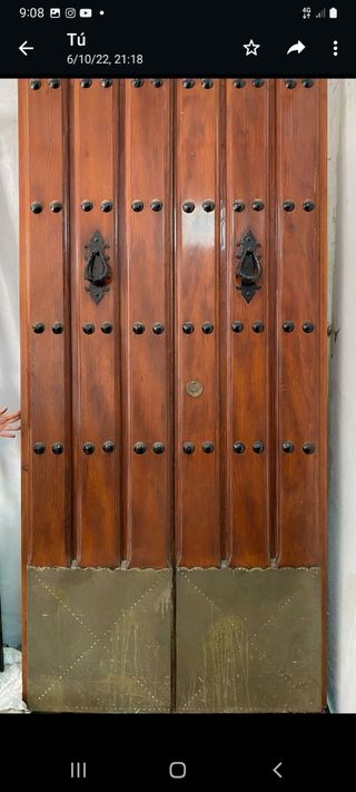 PUERTA ANTIGUA MADERA MACIZA DOBLE DE EXTERIOR 
