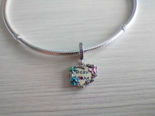 Charm corazón mamá plata de ley