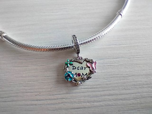 Charm corazón mamá plata de ley