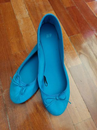 Manoletinas Bailarinas Azul Eléctrico 38 Nuevas