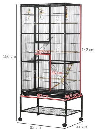 Jaula pájaros con perchas y comederos NUEVA