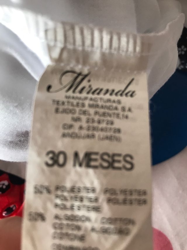 Vestido marca Miranda. Talla 30 meses