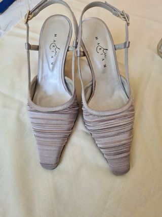 Zapatos fiesta gris de raso Talla 35