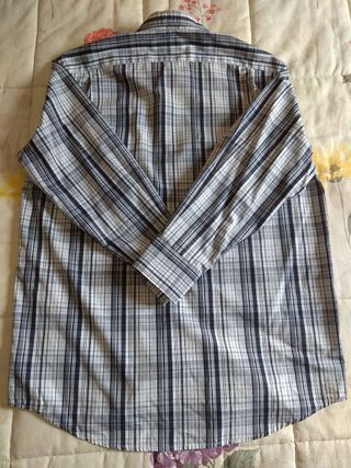 Camisa Lacoste manga larga talla 43 cuadros B y N
