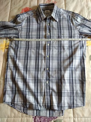 Camisa Lacoste manga larga talla 43 cuadros B y N