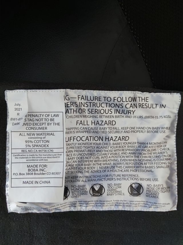 Fular de porteo Boba Dark Grey