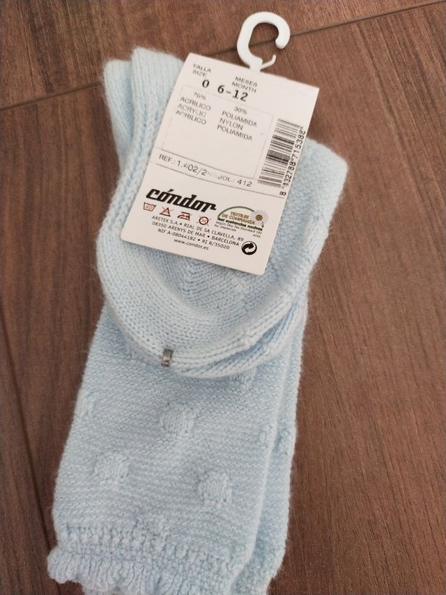calcetines bebé azul claro talla 6/12 meses
