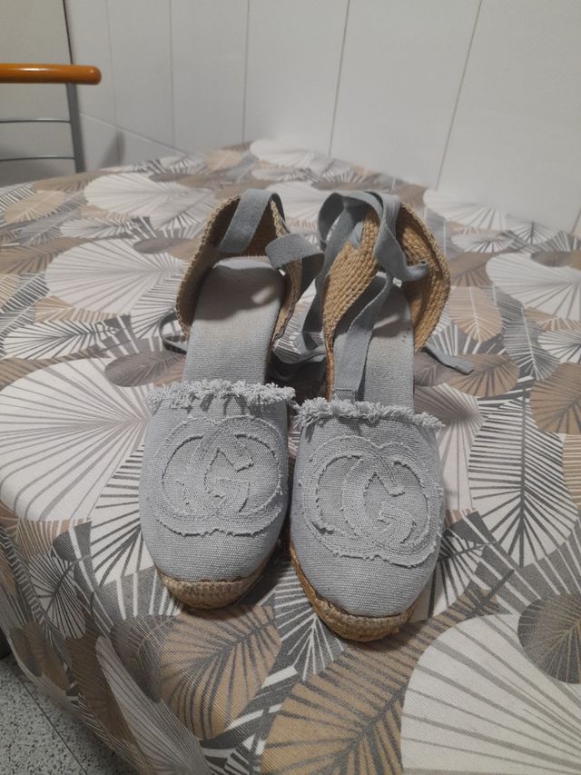 Cuñas lona Gloria Ortiz T.35 gris azulado