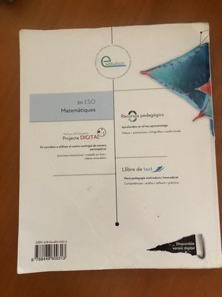 Libro matematicas 2º ESO. ISBN 9788448609313