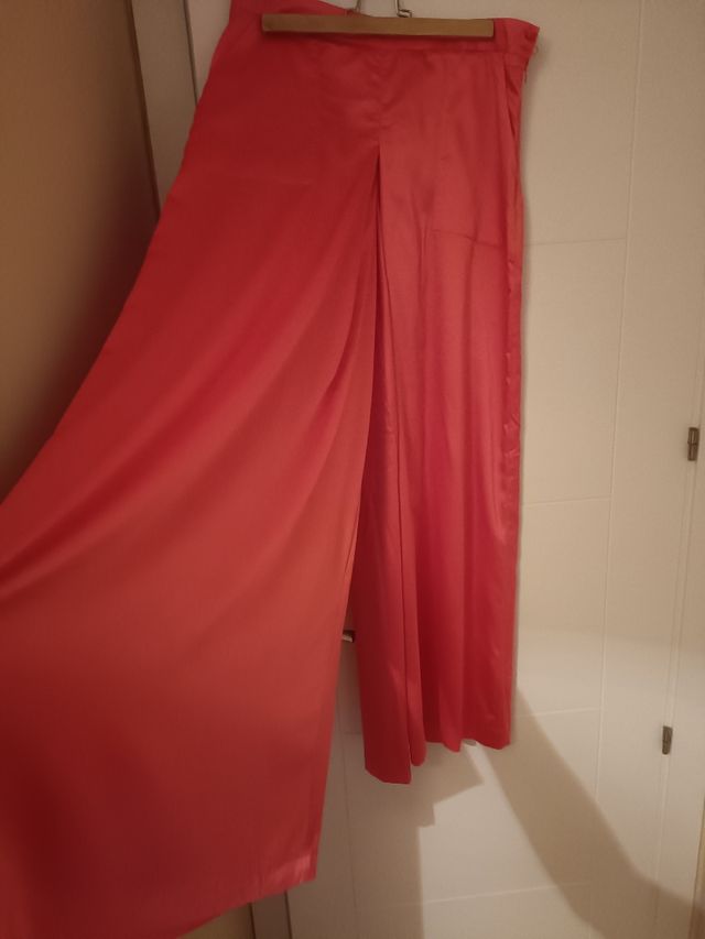 Falda pantalón color coral
