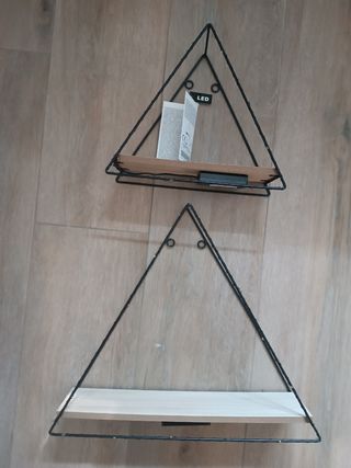 balda estilo industrial negra y madera con led