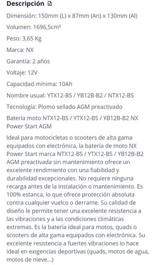 bateria moto NTX12-BS/YTX12-BS/YB12B-BS,12v 10Ah