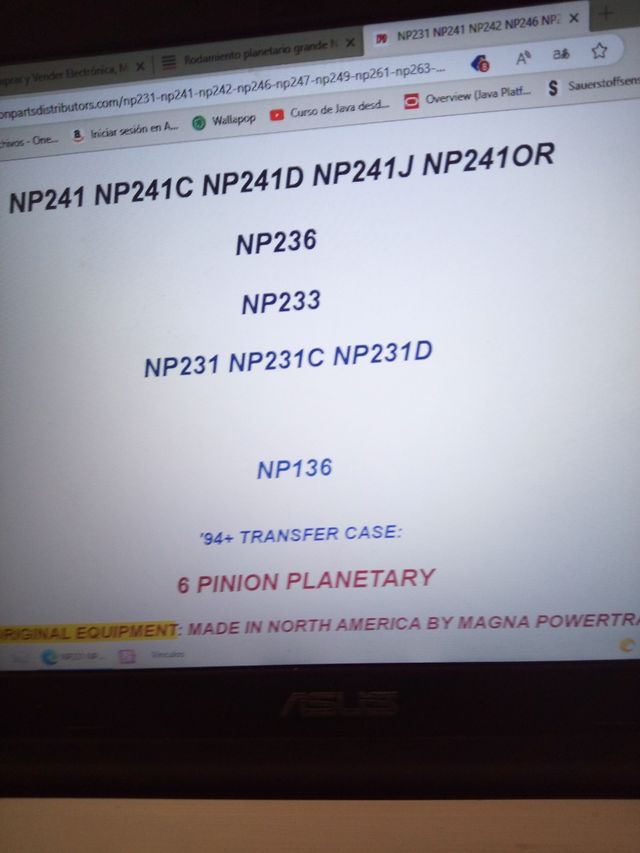 Jeep wrangler rodamiento planetario grande