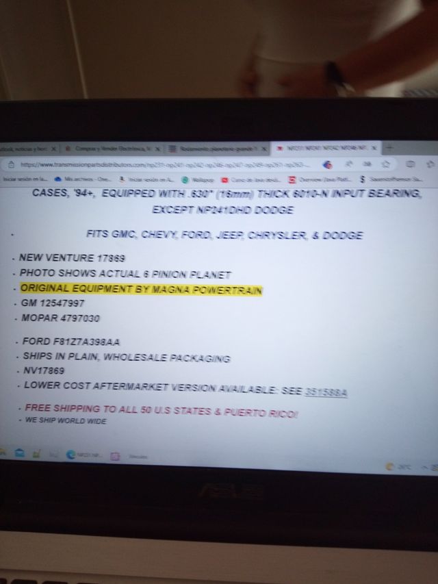 Jeep wrangler rodamiento planetario grande