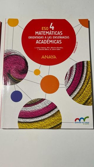 libros matemáticas académicas 4 ESO Anaya