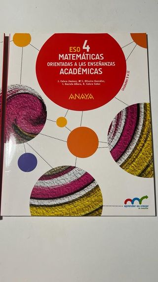 libros matemáticas académicas 4 ESO Anaya