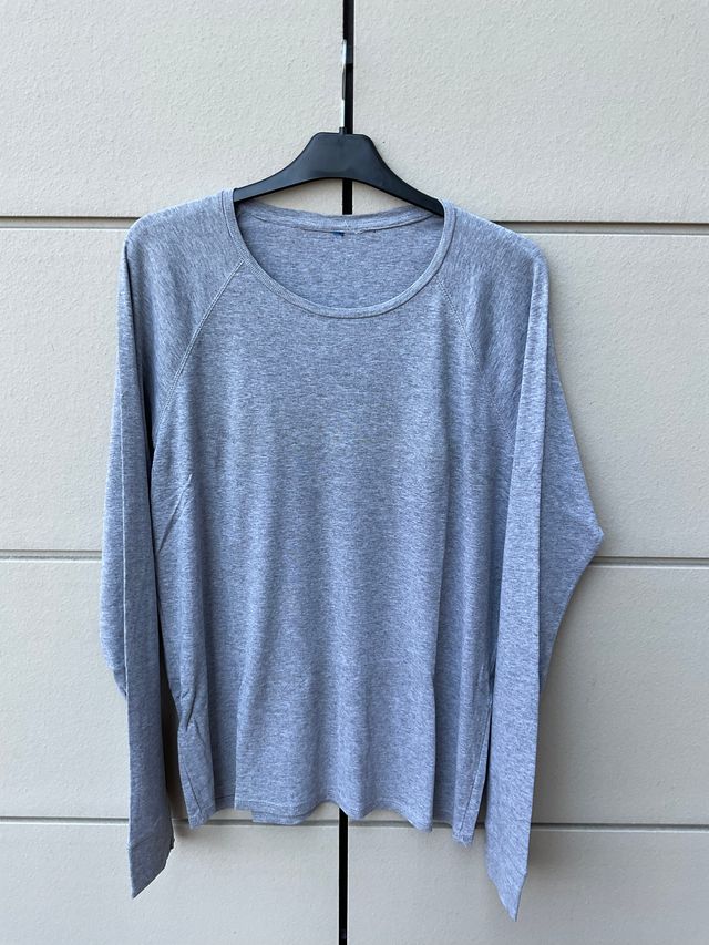 Camiseta basica H&M manga larga gris talla L