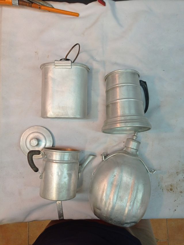 set 4 stoviglie militari in alluminio